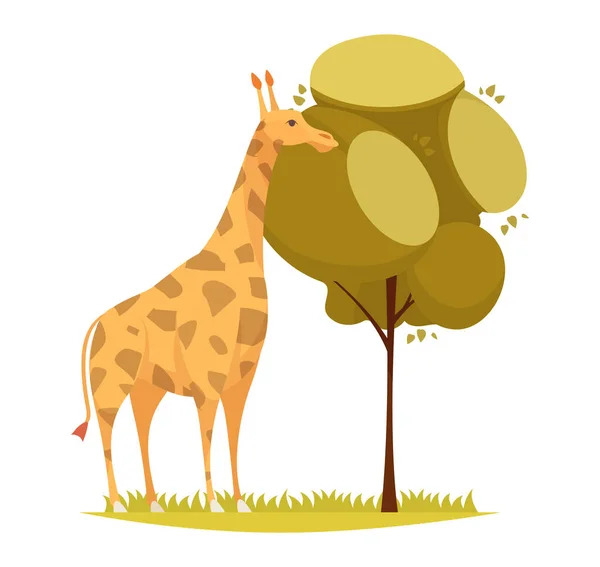 Giraffe Eating Leaves Composition — Vetor de Stock