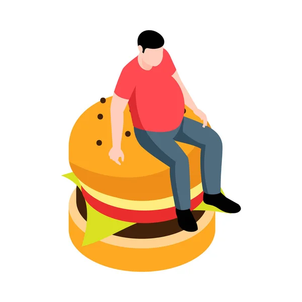 Kövér ember Burger Összetétel — Stock Vector