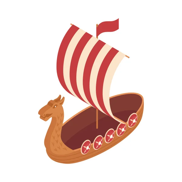 Vikings Rowing Boat Composition — Stockvektor