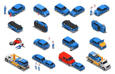 Araba Kazaları Büyük Isometric Set