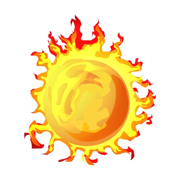 Burning Sun Cartoon Composition — Vetor de Stock