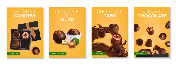 Cartel de chocolate conjunto realista — Archivo Imágenes Vectoriales