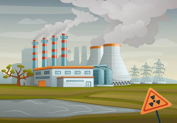 Thermal Power Plant Background — Vetor de Stock