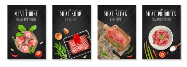 Carne producto cartel realista conjunto — Vector de stock