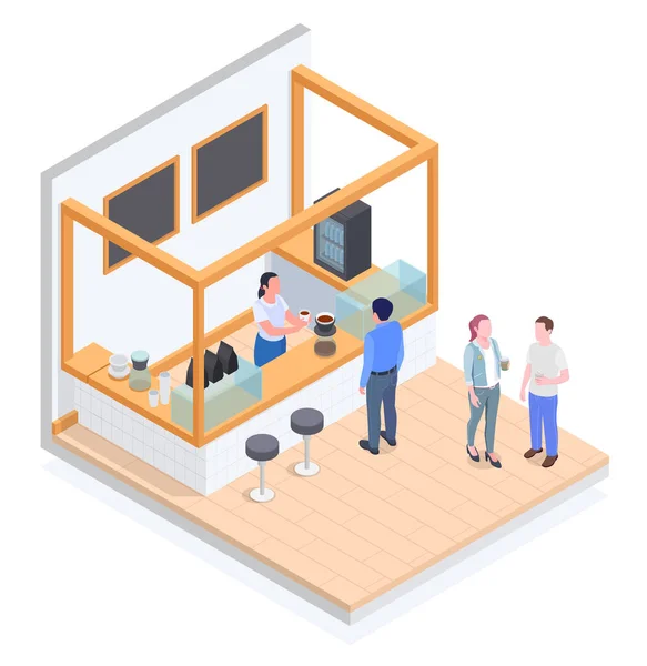Small Business Owner Family Business Isometric Colored Composition —  Vetores de Stock