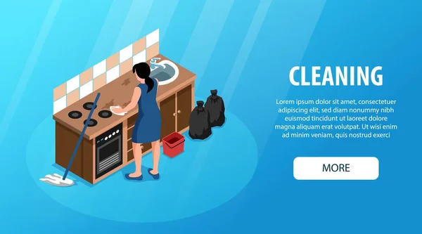 Banner horizontal de cozinha de limpeza —  Vetores de Stock