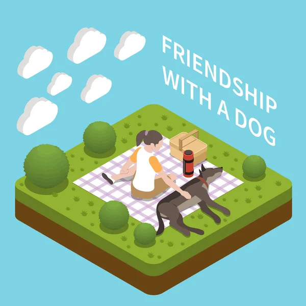 Dog Walker Isometric Composition — Vettoriale Stock