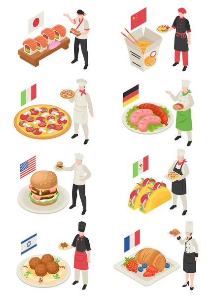 Traditional World Cuisine Isometric Set —  Vetores de Stock