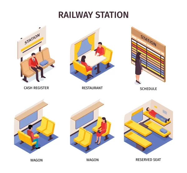 Concetto di progettazione della stazione ferroviaria — Vettoriale Stock