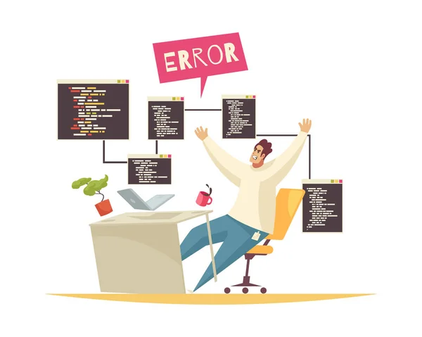 Programmeurs Error Doodle Samenstelling — Stockvector