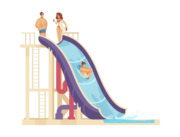 Aquapark Water Slide Composition — Stockvektor