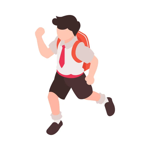 Running Schoolboy Isometric Composition — Stock Vector