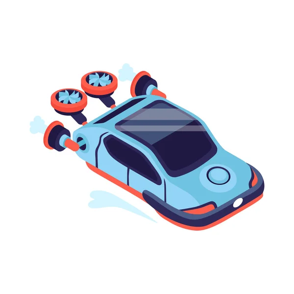 Flying Car Isometric Composition — Vetor de Stock