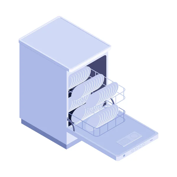 Isometric Dishwasher Household Composition — Stock Vector