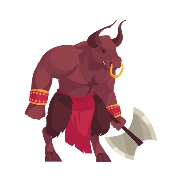 Mythische samenstelling van Bull Warrior — Stockvector