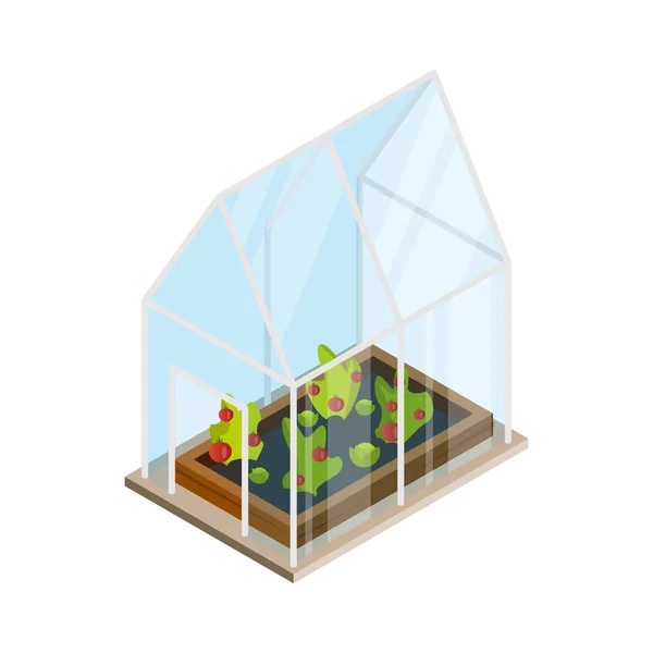 Countryside Hothouse Isometric Composition — Stock Vector