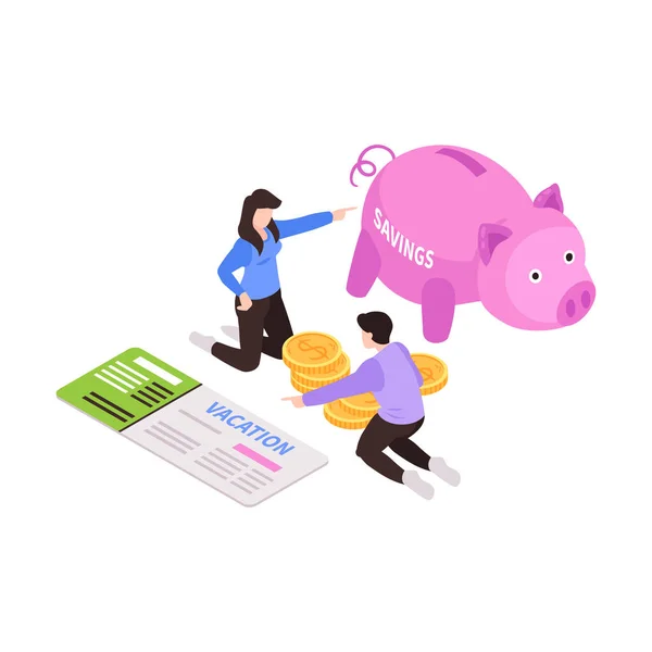 Piggy Bank Presupuesto Composición — Vector de stock