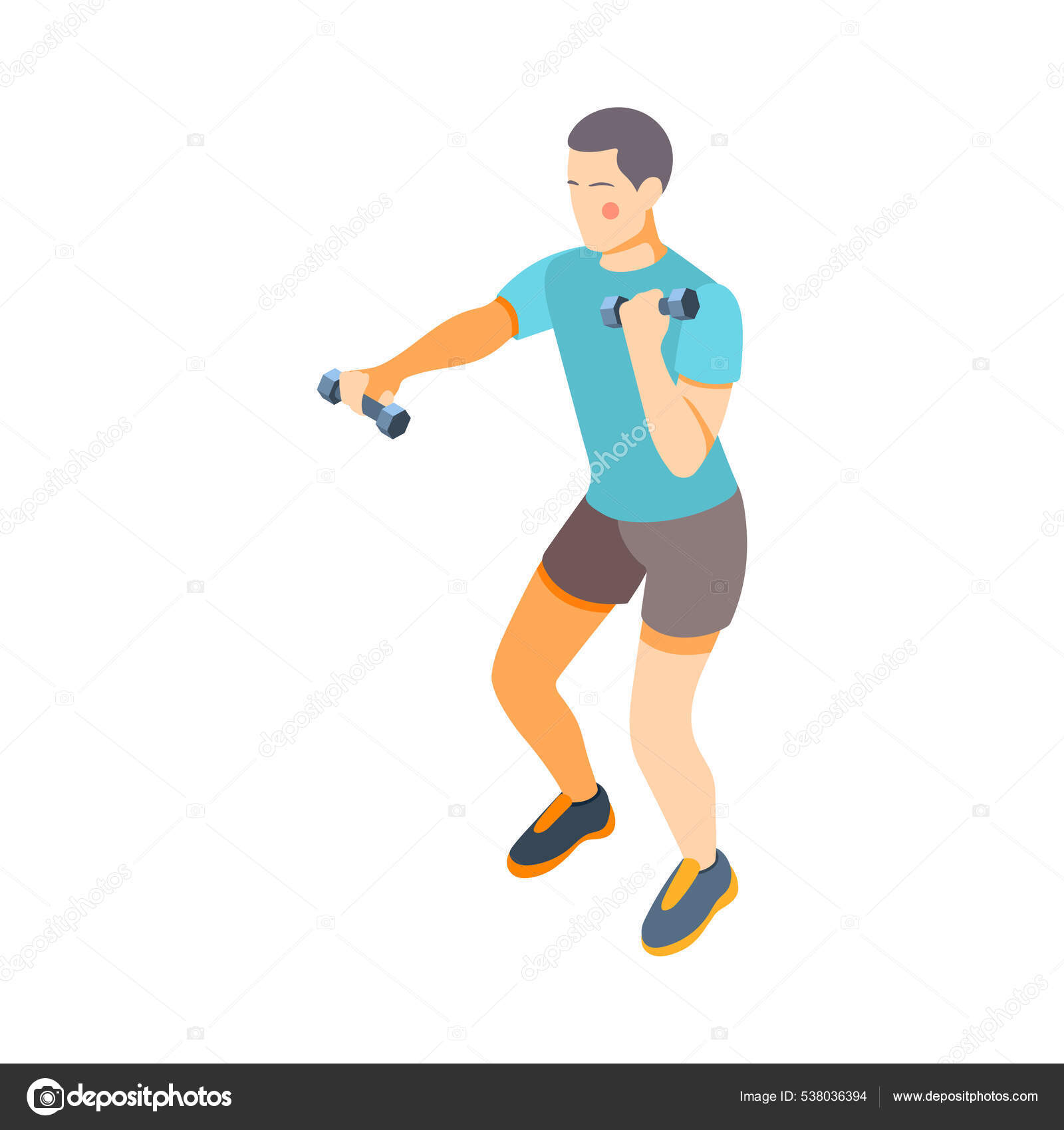Dumbbells Cardio Exercise Composition Stock Vector Image by ©macrovector 538036394