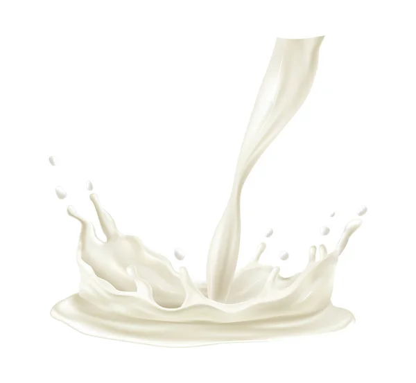 Milk Pouring Realistic Composition — Vettoriale Stock