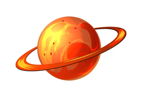 Dessin animé Saturne rouge Composition — Image vectorielle