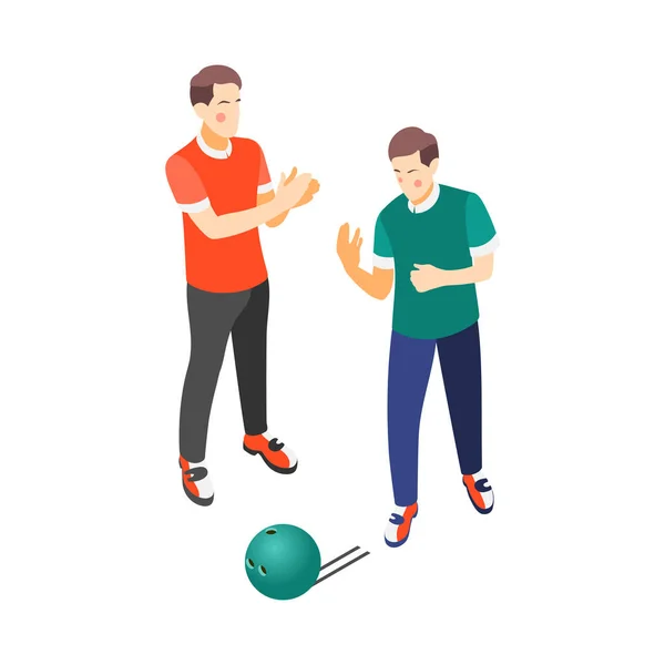 Amitié masculine Bowling Composition — Image vectorielle