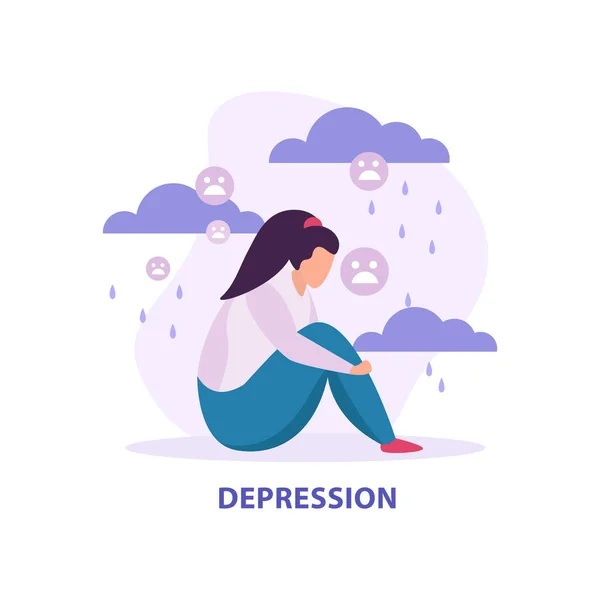 Depression Mental Disorder Composition — Stock Vector