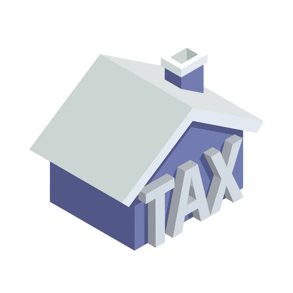 Tax House Isometric Composition — Vetor de Stock