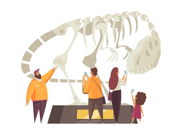 恐龙骨骼远足的构成 — 图库矢量图片