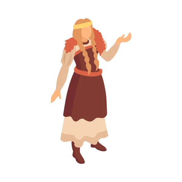 Viking Woman Isometric Composition —  Vetores de Stock