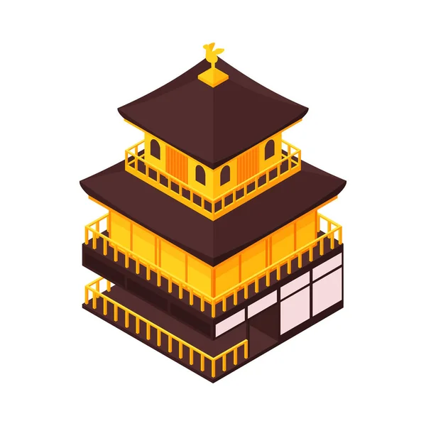 Casa japonesa Composición isométrica — Vector de stock