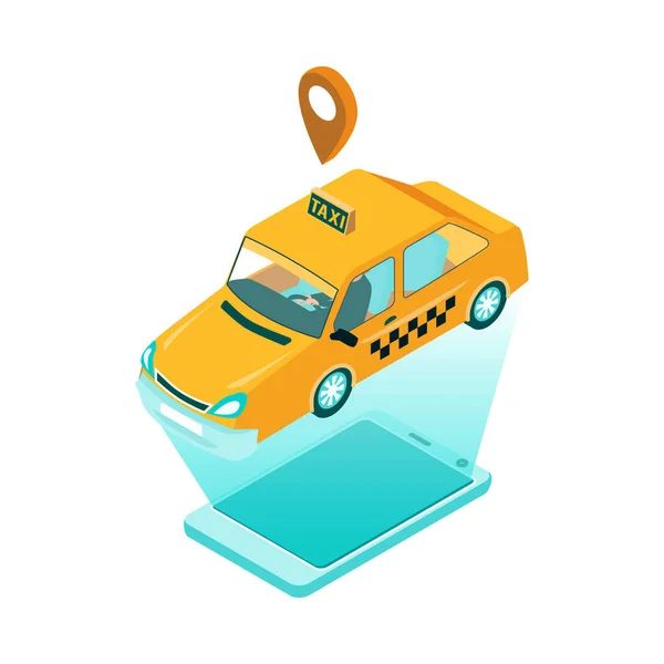 Utazási taxi Rendelés Összetétel — Stock Vector