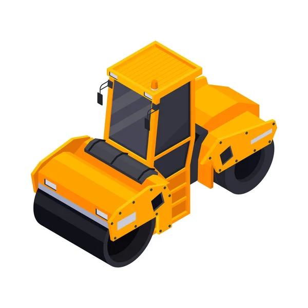 Road Roller Isometric Composition — 图库矢量图片