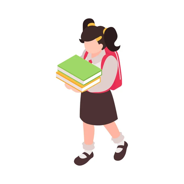 Girl With Books Composition — Stock Vector