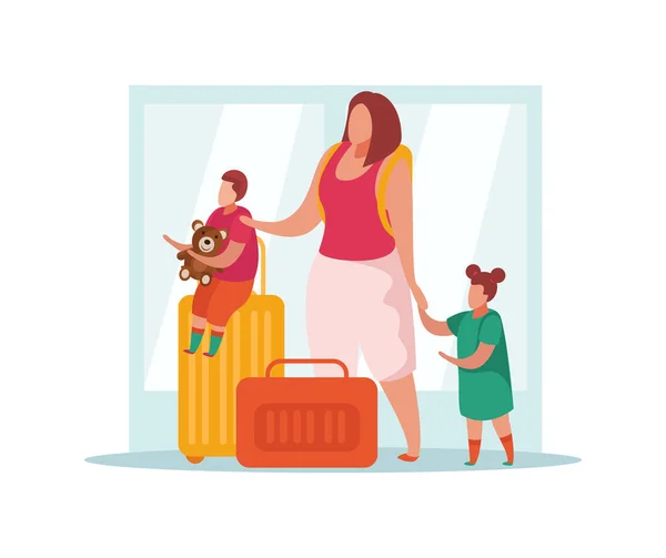 Motherhood Kids Travel Composition — Stock vektor