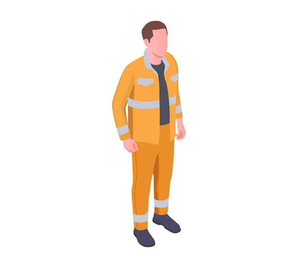 Emergency Worker Isometric Composition — Stock Vector