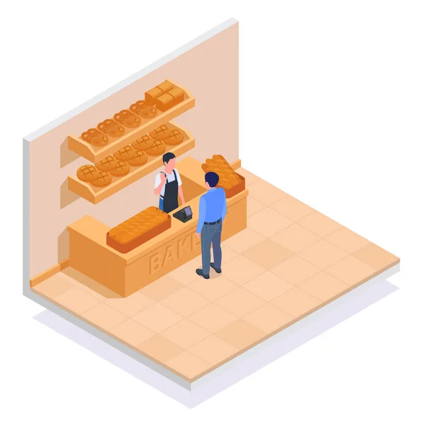 Small Business Owner Family Business Colored Isometric Concept — стоковый вектор