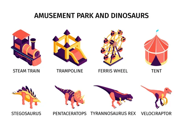 Amusement Park Compositions Set — стоковий вектор