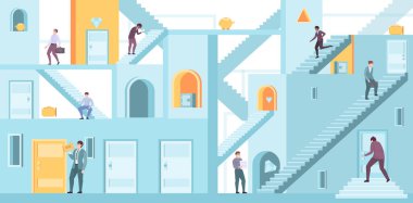 İş İnsanları Labirent İllüstrasyonu