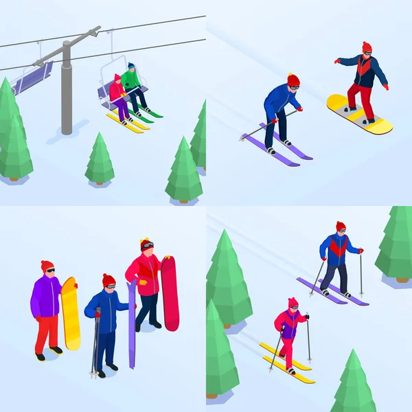 Deportes de invierno 2x2 Set — Archivo Imágenes Vectoriales