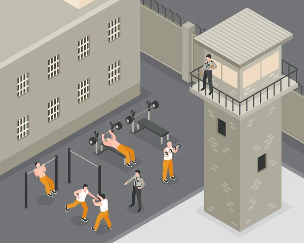 Illustrazione isometrica della prigione — Vettoriale Stock