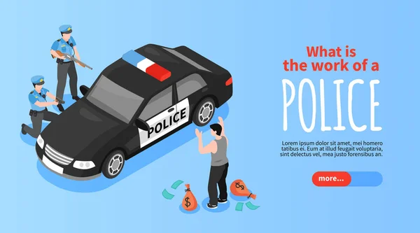 警察の仕事水平バナー — ストックベクタ