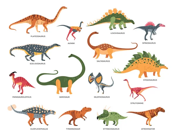 Colorful Dinosaurs Icons Collection — Stock vektor