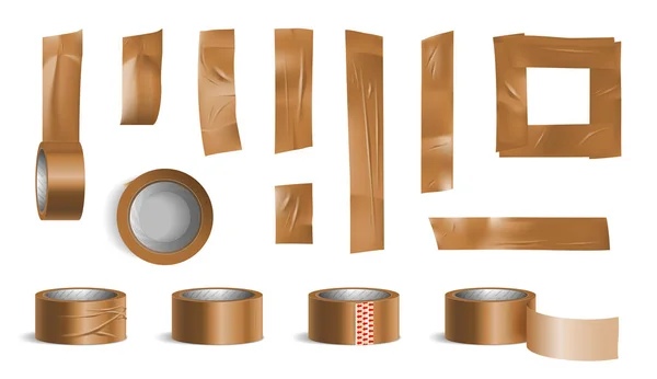 Tape Roll Bronze Pieces Set — Image vectorielle