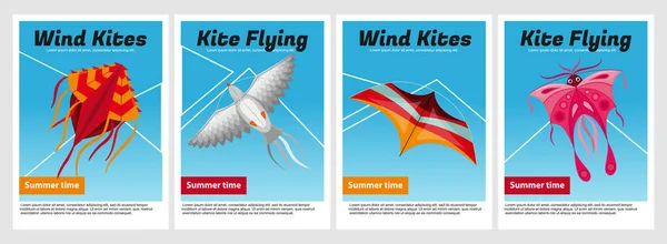 ลม Kites ชุดโปสเตอร์ — ภาพเวกเตอร์สต็อก