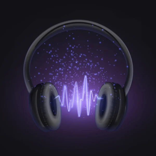 Headphones Cosmic Sound Composition — ストックベクタ