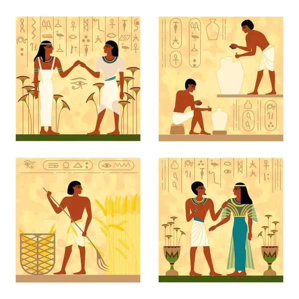 Ancient Egypt Square Compositions — Archivo Imágenes Vectoriales