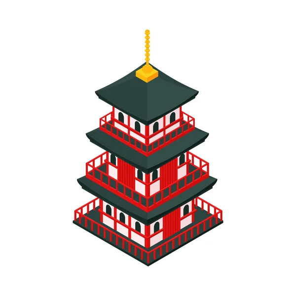 Japanese Pagoda Isometric Composition — Stock Vector