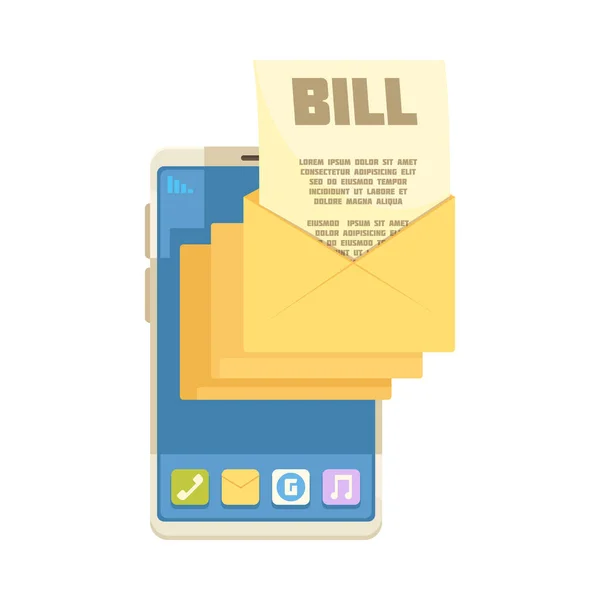 Incoming Bills Smartphone Composition — Stock Vector