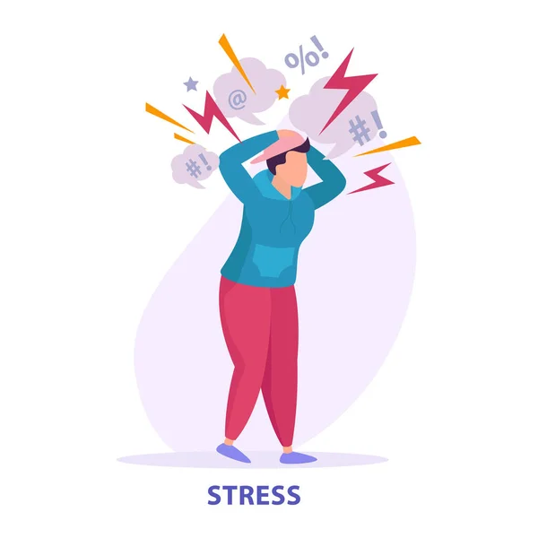 Stress Mental Disorder Composition — Stock Vector