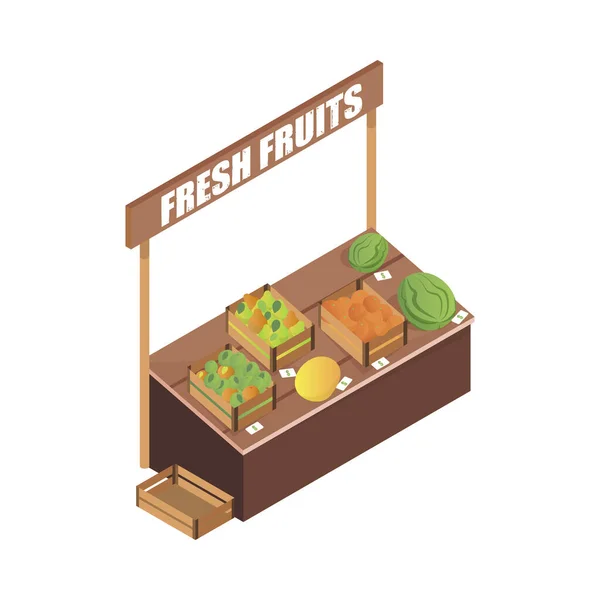 Fresh Fruits Stall Composition — Vetor de Stock